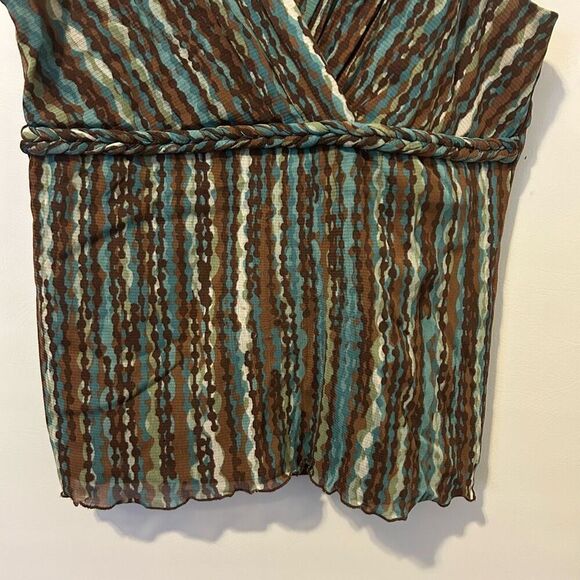 Axcess Babydoll Tank Top Size L striped Chiffon Empire Waist Y2K boho 70s peasan - Picture 2 of 12